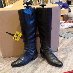 Salvatore Ferragamo Black Knee-High Leather Boots 6 1/2 B